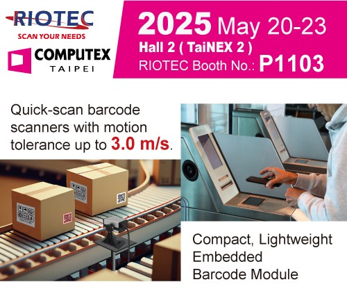 RIOTEC presentará su avanzada tecnología de escaneo de códigos de barras en COMPUTEX 2025, Stand No. P1103 (Sala 2, 1F)
